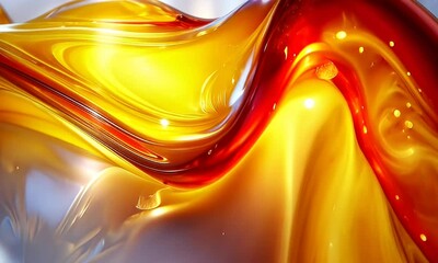 Wall Mural - Abstract Flowing Colorful Waves of Bright Orange and Yellow Light Shining Through Smooth Fluid Textures in an Artistic Display