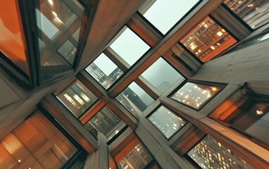 Poster - Geometric Cityscape Twilight Interior