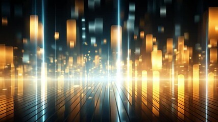 Fototapete - Digital Cityscape: An immersive view of a digital cityscape, aglow with vibrant neon lights and holographic elements, reflecting the futuristic landscape.