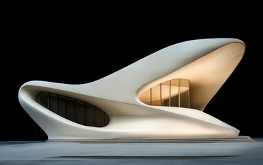 Poster - Abstract White Building with Flowing Curves