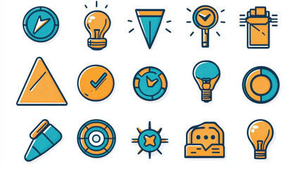 Poster - Business ideas icons set vector graphic design elements for marketing and creative innovation strategy