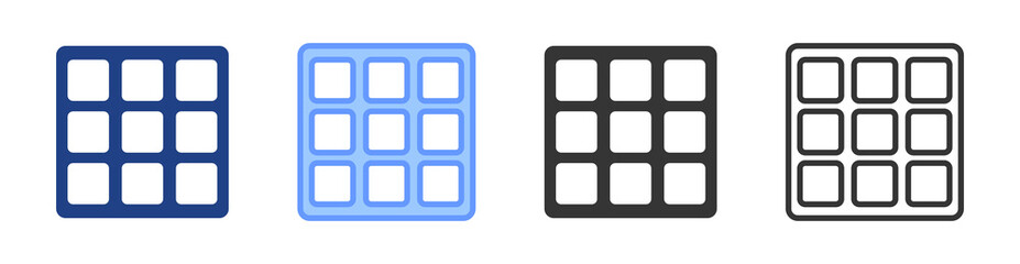 Fototapete - Grid icon set multiple style collection