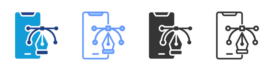 Poster - Mobile Design icon set multiple style collection