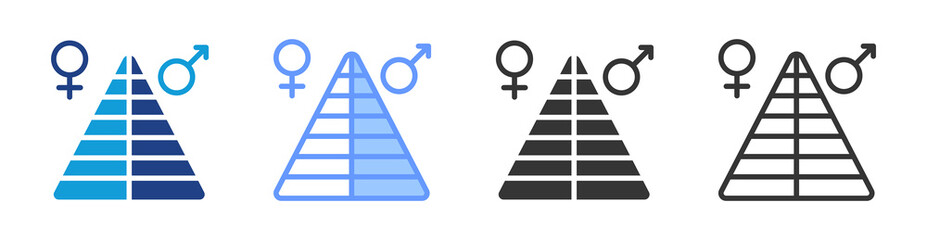 Poster - Population Pyramid icon set multiple style collection