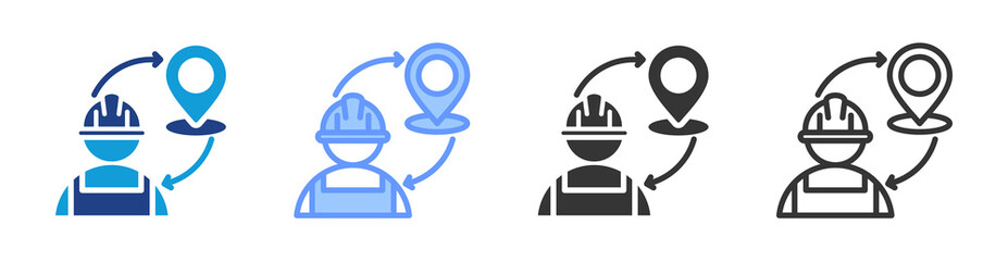 Poster - Labor Migration icon set multiple style collection
