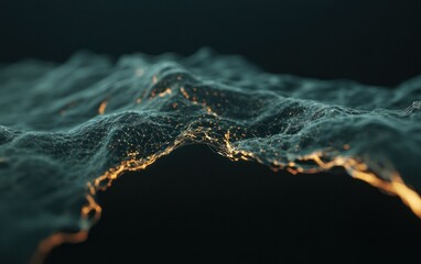 Poster - Abstract Dark Teal Textured Surface with Glowing