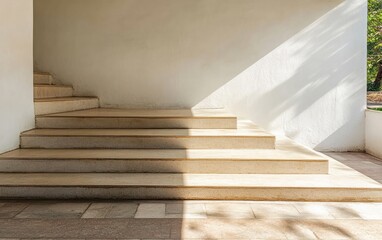 Poster - Beige Stone Staircase in Sunlight