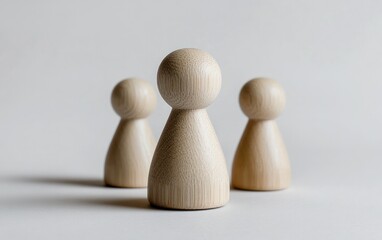 Poster - three textured wooden figurines on white
