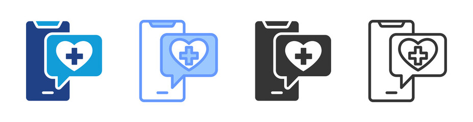 Poster - Telemedicine icon set multiple style collection