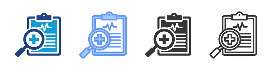 Poster - Diagnosis icon set multiple style collection
