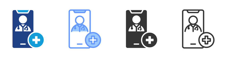 Poster - Teleconsultation icon set multiple style collection
