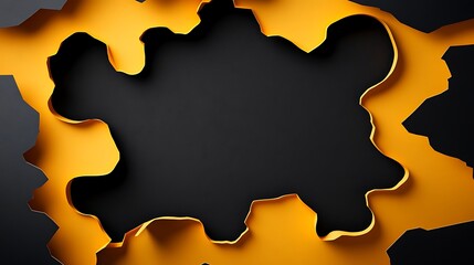 Aufkleber - Abstract black and orange paper cutout design with dynamic shapes and smooth edges, suitable for backgrounds