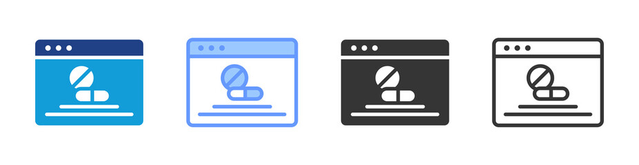 Poster - Telepharmacy icon set multiple style collection