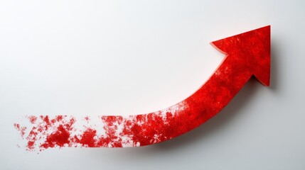 Aufkleber - A striking red arrow with a hand-drawn texture moves upward across a plain white backdrop, visually representing growth, direction, and progress in commercial design
