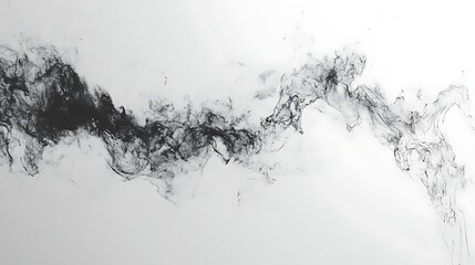 Poster - Abstract black smoke swirling gracefully against a white background, creating a dynamic visual effect