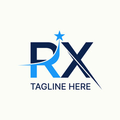 Poster - Logo design graphic concept creative premium vector stock image top sell text word RX sans serif font swoosh star arrow to typography insurance group