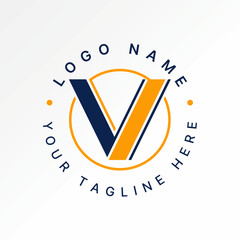 Poster - Logo design graphic concept creative premium vector stock image top sell initial V sans serif font with cutting line circle to monogram property home