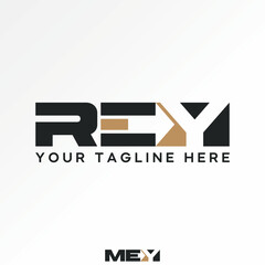 Poster - Logo design graphic concept creative premium vector stock image top sell text word initial REY sans serif font arrow negative space typography fasted