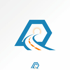 Poster - Logo design graphic concept creative premium vector stock image top sell initial D italic font road with rays at the end monogram street car transport