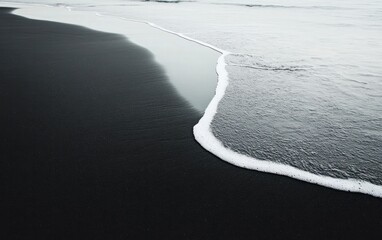 Poster - White Wave on Black Sand Beach