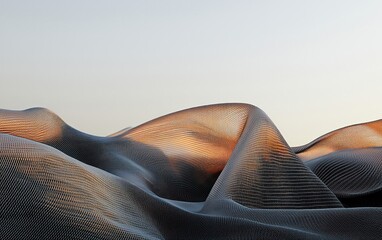 Poster - Abstract Undulating Black Gray Orange White