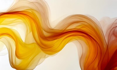 Wall Mural - Dynamic Abstract Waves Flowing in Shades of Orange Red and Yellow Creating a Warm Ethereal Atmosphere with Smooth Translucent Textures