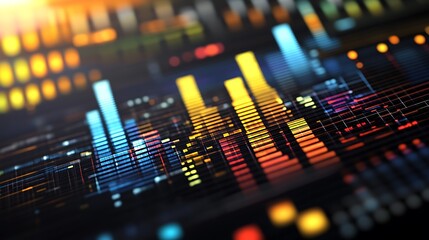 Poster - Abstract digital soundwave visualization with vibrant colors representing audio frequencies and dynamics