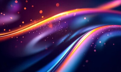 Wall Mural - Abstract Colorful Light Waves Flowing Through A Vibrant Gradient Background With Shimmering Particles And Ethereal Motion