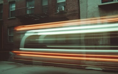 Poster - Blurred City Transit Vehicle at Night