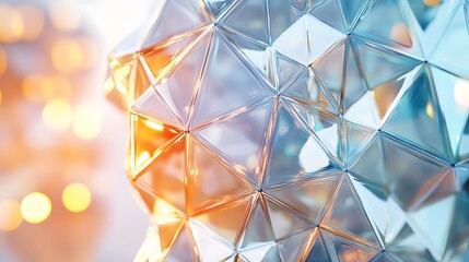 Aufkleber - Abstract geometric shapes with reflective surfaces and warm lighting creating a dynamic visual effect