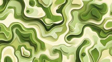 Aufkleber - Abstract green and cream wavy pattern resembling organic shapes, suitable for backgrounds or designs