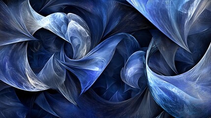Aufkleber - Abstract swirling blue and white fractal patterns creating a dynamic visual experience