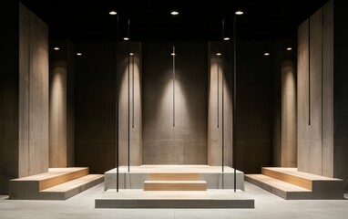 Poster - Modern Minimalist Stage with Gray Walls and