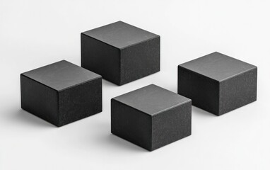 Poster - Four Small Dark Gray Speckled Boxes on White