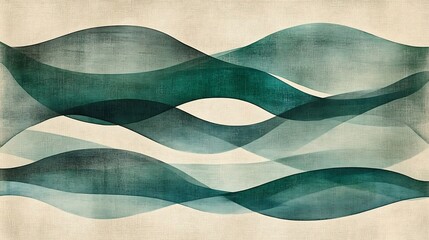 Aufkleber - Abstract waves in soothing teal and beige tones create a serene background for artistic projects