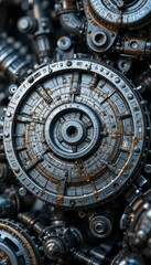 Poster - Intricate Close-Up of Futuristic Mechanical Components with Detail