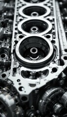 Poster - Close-Up of Industrial Engine Components with Intricate Details