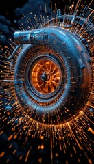 Poster - Dynamic Turbocharger with Sparks and Motion Effects in Dark Background