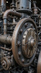 Poster - Industrial Machinery Close-Up of Vintage Mechanical Components