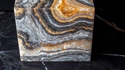 Aufkleber - Close-up view of a beautifully patterned stone block showcasing intricate natural formations and colors