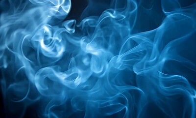 Wall Mural - Abstract Blue Smoke Patterns Flowing Elegantly Against a Dark Background Creating a Serene and Ethereal Atmosphere