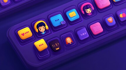 Poster - colorful keyboard with playful emoji buttons, showcasing digital communication and user interaction