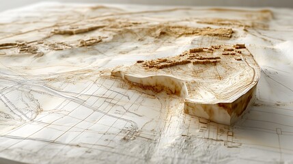 Poster - Detailed topographical model showcasing a landscape with intricate terrain features and elevations