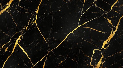 Aufkleber - Elegant black marble texture with golden veins, suitable for backgrounds and design projects