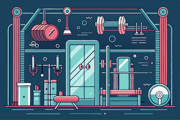 Gym interior with machines and mirrors