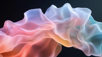 Poster - Colorful abstract waves flow smoothly across a dark background showcasing vibrant gradients and organic shapes