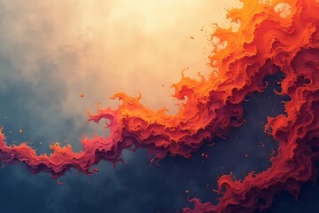 Poster - Abstract chromatic explosion with gradient effects on dark blue background