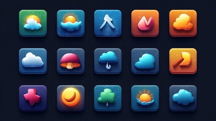 Poster - Weather forecast icons set ui design for mobile app and web design user interface design elements vector