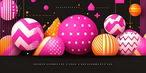 Poster - Geometric Abstract with Spheres and Triangles in Modern Design Style