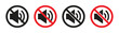 © Oman - Set mute or silent mode warning vector icon. Vector illustration
